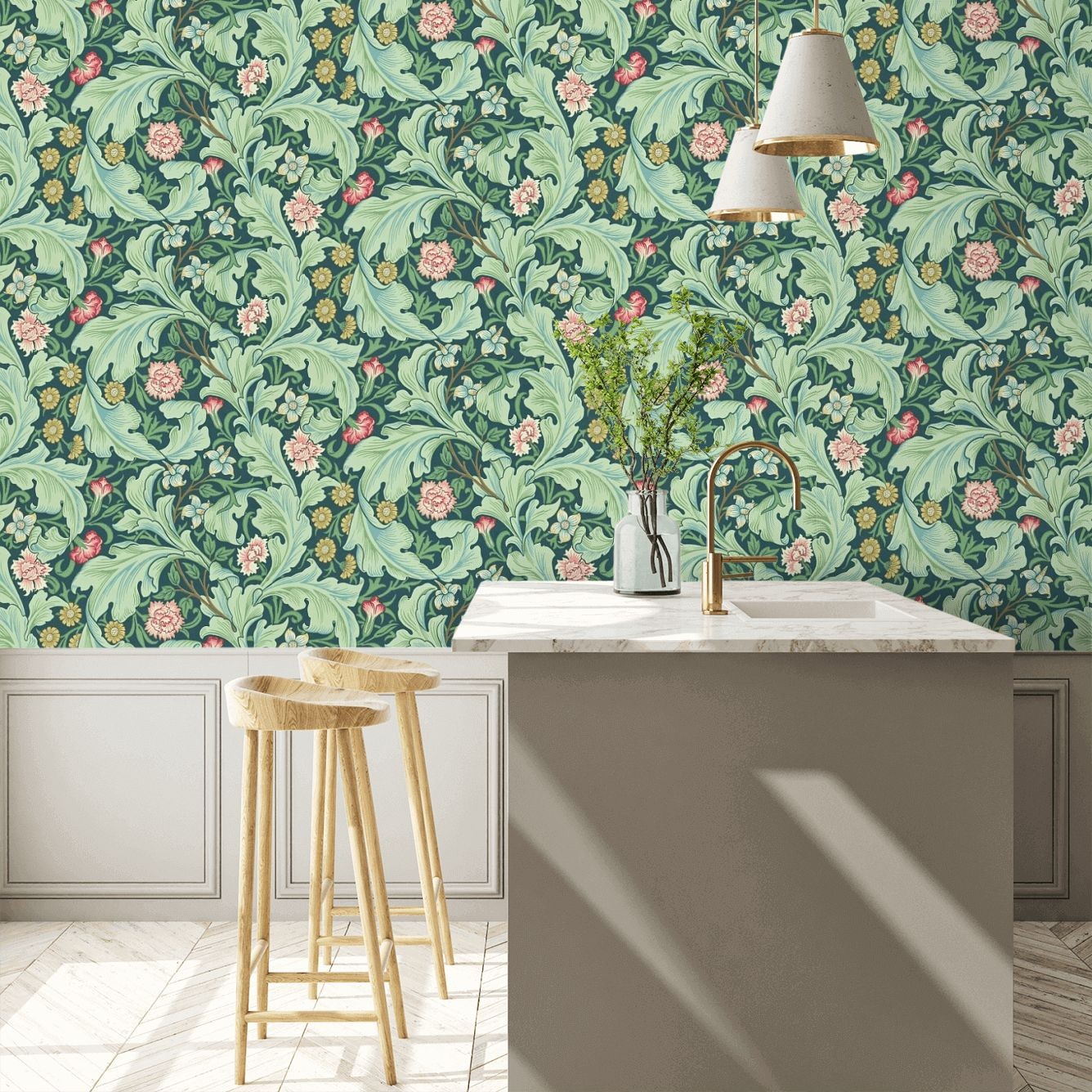 Leicester Wallpaper - Woad/Sage - By Morris and Co - 212541