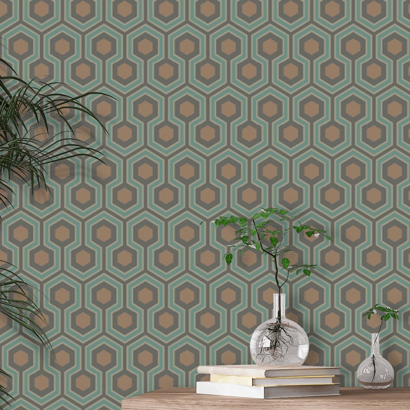 Hicks Hexagon Wallpaper - Blue & Gold - By Cole and Son - 95/3018