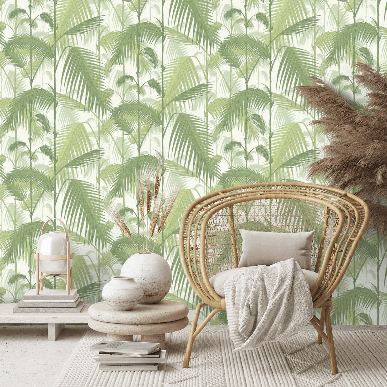 Cole & Son - Palm Jungle Wallpaper in Olive Green on White – Wallpaper  Trader