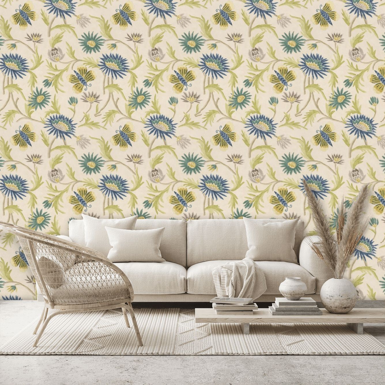 Lizette Navy and Cream Wallpaper - By Thibaut - T36100