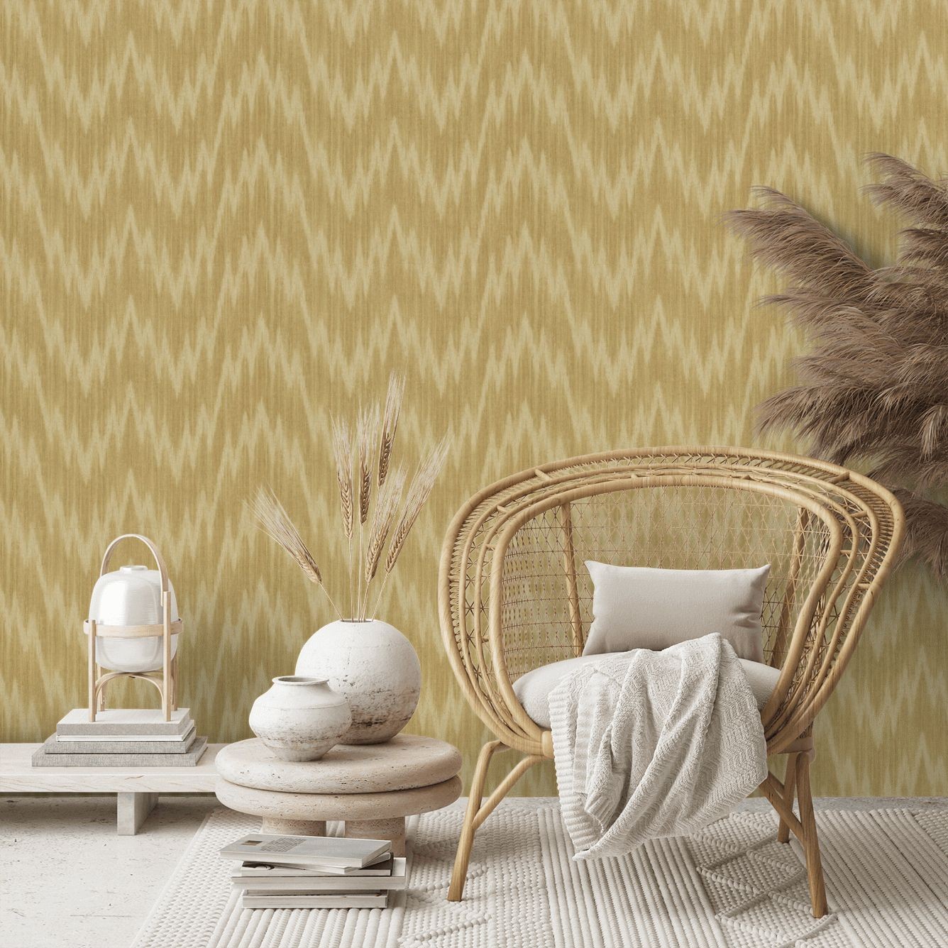 Antique Flamestitch Gold Wallpaper - Gold - By Zoffany - 311732