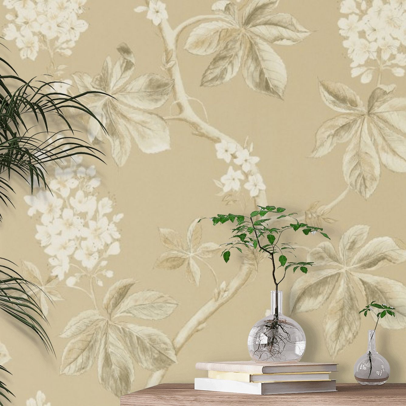 Chestnut Tree Wallpaper - Wheat/Pebble - By Sanderson - 215711