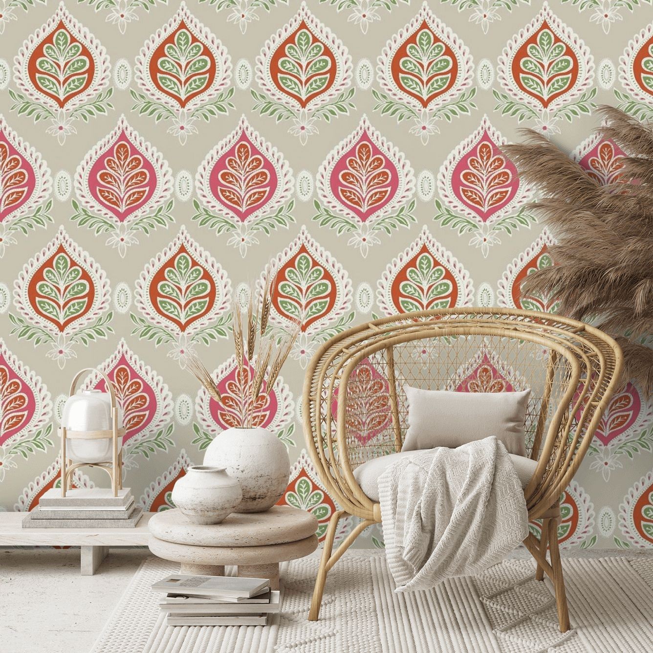 Midland Wallpaper - Pink - By Thibaut - T24315