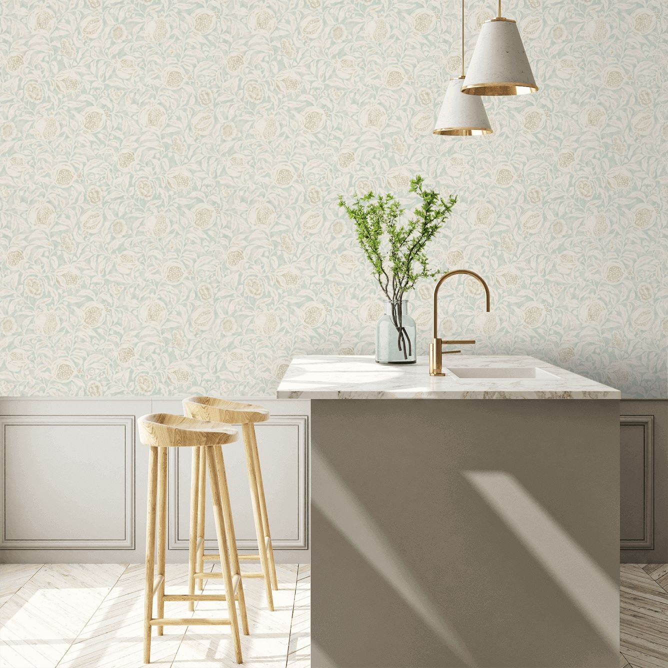 Annandale Wallpaper - Wedgwood/Linen - By Sanderson - 216393