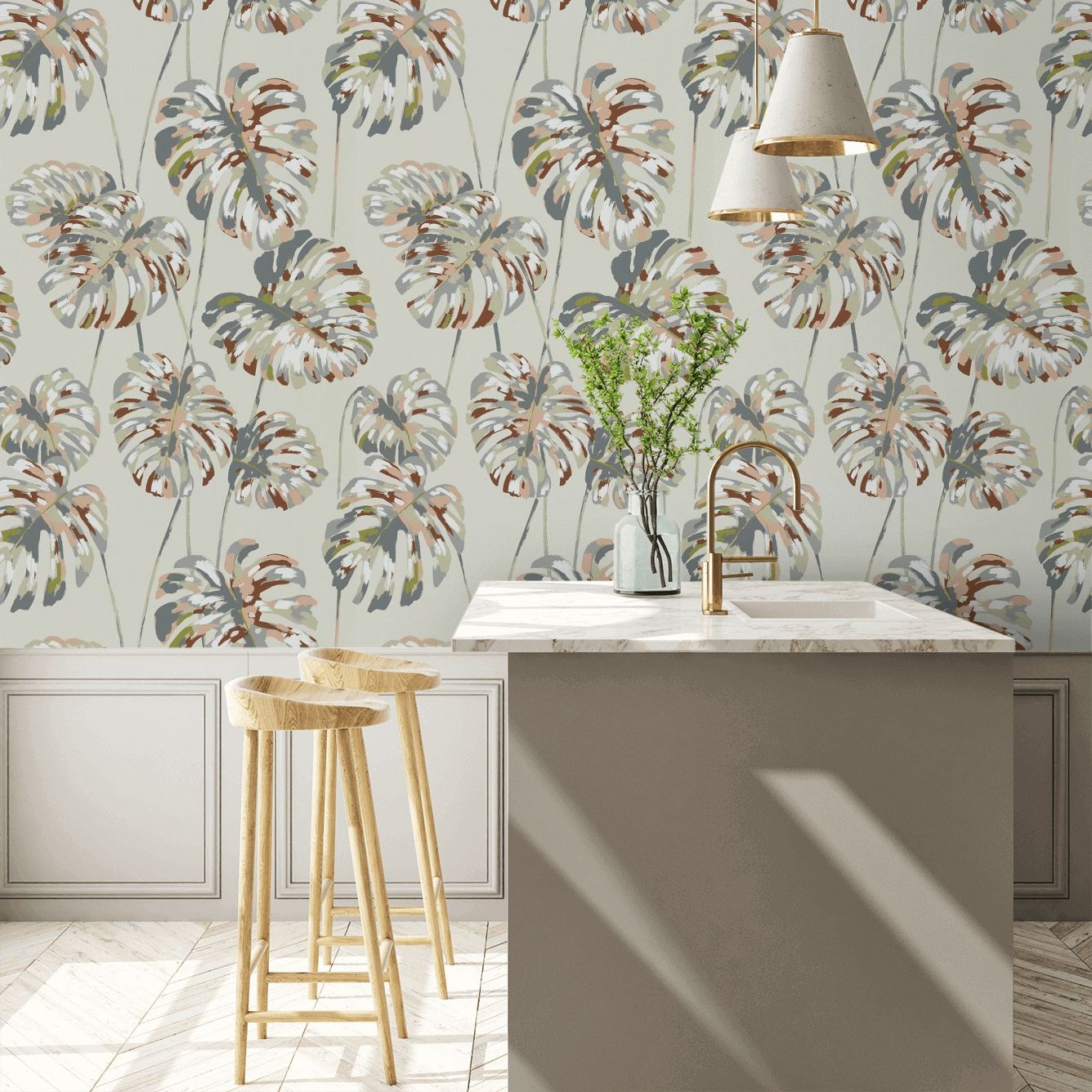 Kelapa Wallpaper - Charcoal/Blush - By Harlequin - 111754