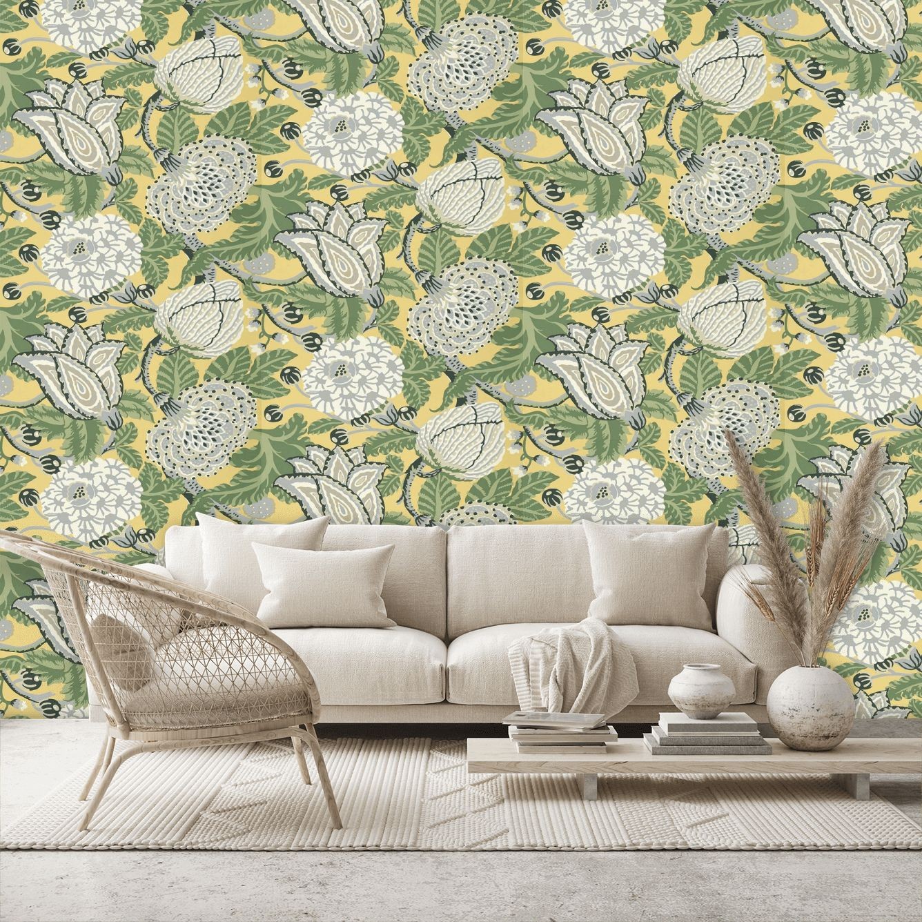 Mitford Wallpaper Yellow By Thibaut T2947