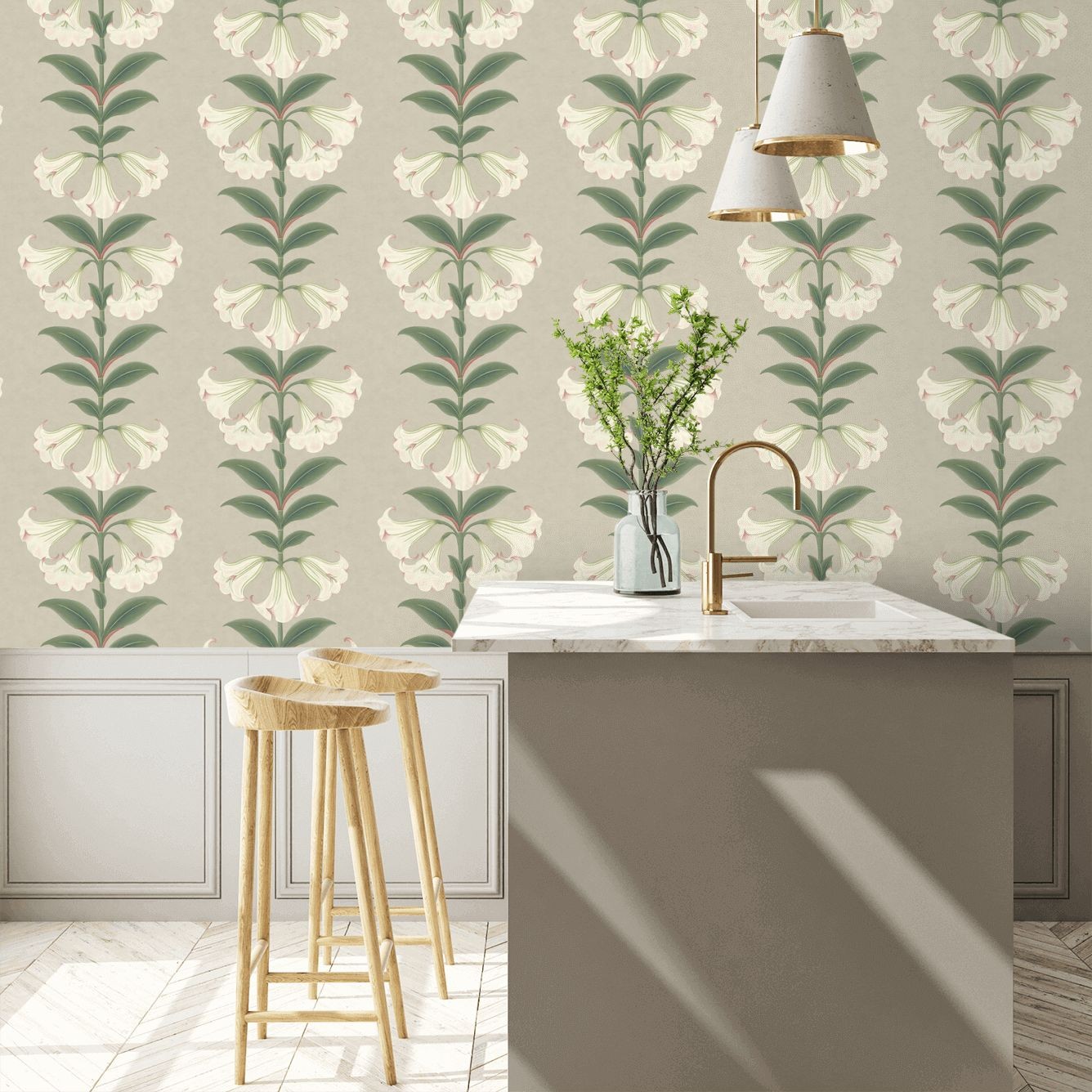 Angel\'s Trumpet Wallpaper - Chalk & Sage on Stone - By Cole and Son ...