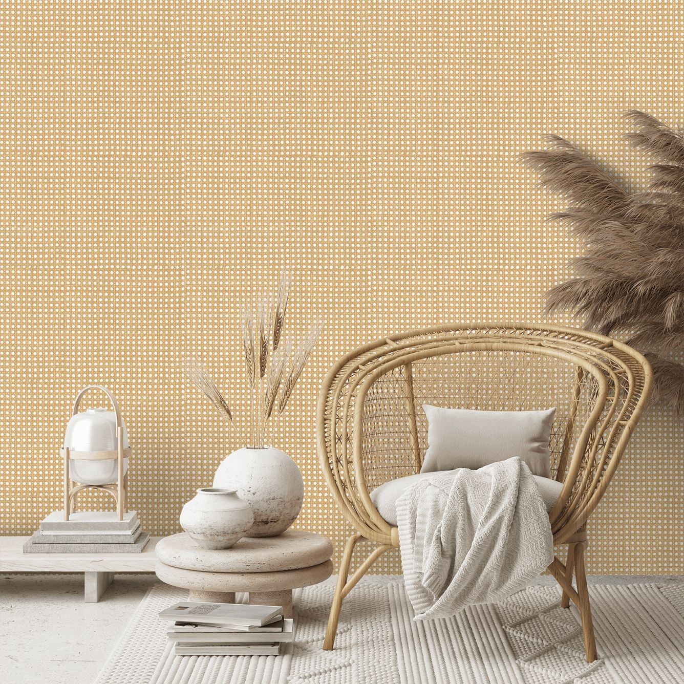 Faux Rattan Wallpaper - Natural - By Coordonne - 9800003