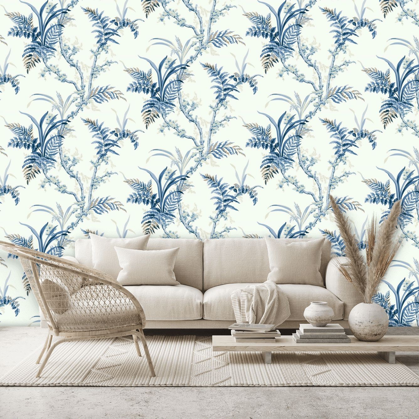 Wild Ferns Wallpaper - Indigo - By Coordonne - A00022