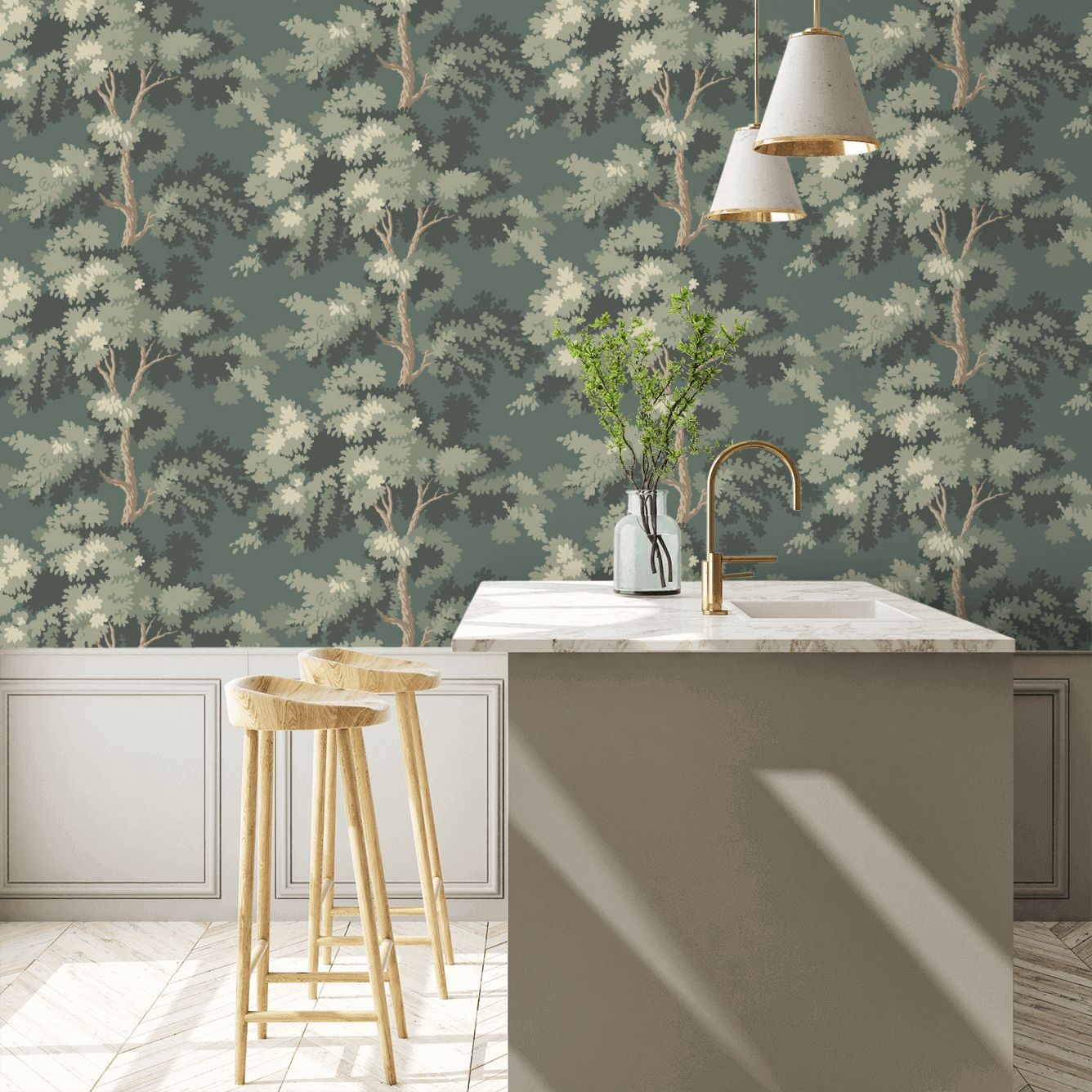 Raphael Wallpaper - Moss Green - By Sandberg - S10238