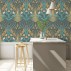 Bluebell Wallpaper - Teal / Gold / Coral - By Cole and Son - 115/3010