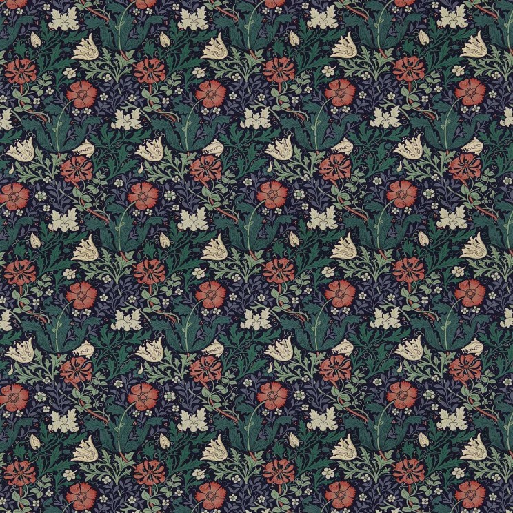 Morris and Co Compton Indigo/Green Fabric