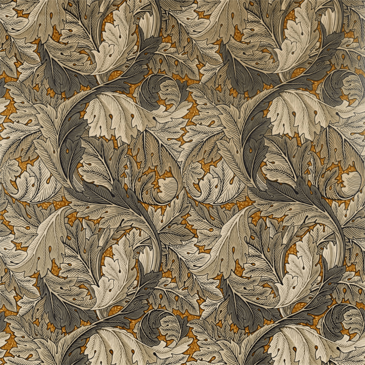 Acanthus Fabric - Mustard/Grey - By Morris and Co - 226400