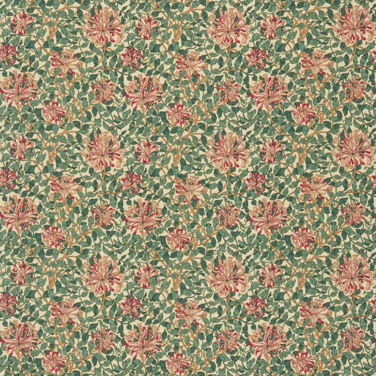 Morris and Co Honeysuckle Cream/Wine Fabric