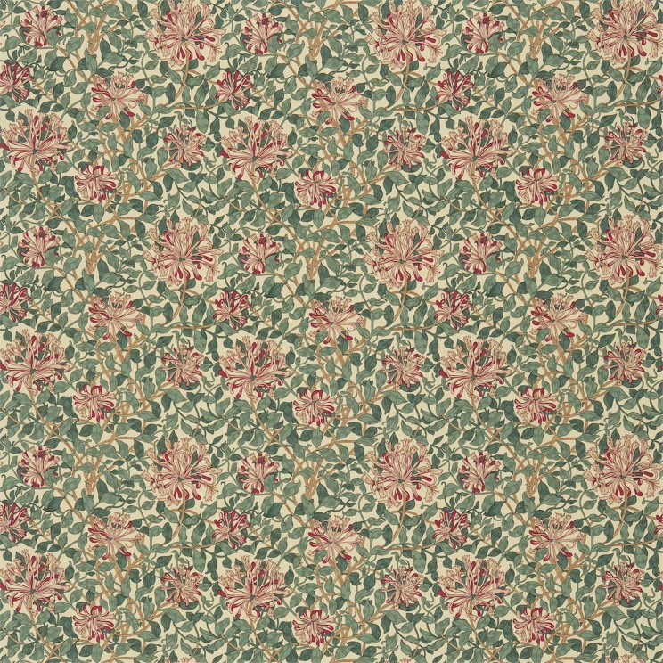 Morris and Co Honeysuckle Cream/Wine Fabric