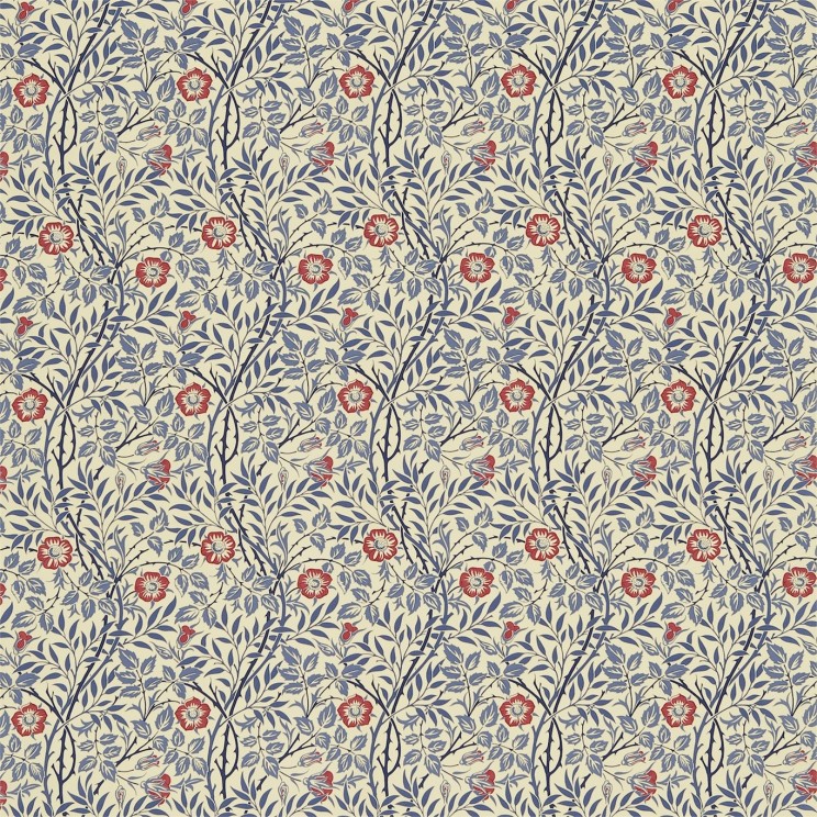 Morris and Co Sweet Briar Indigo/Red Fabric