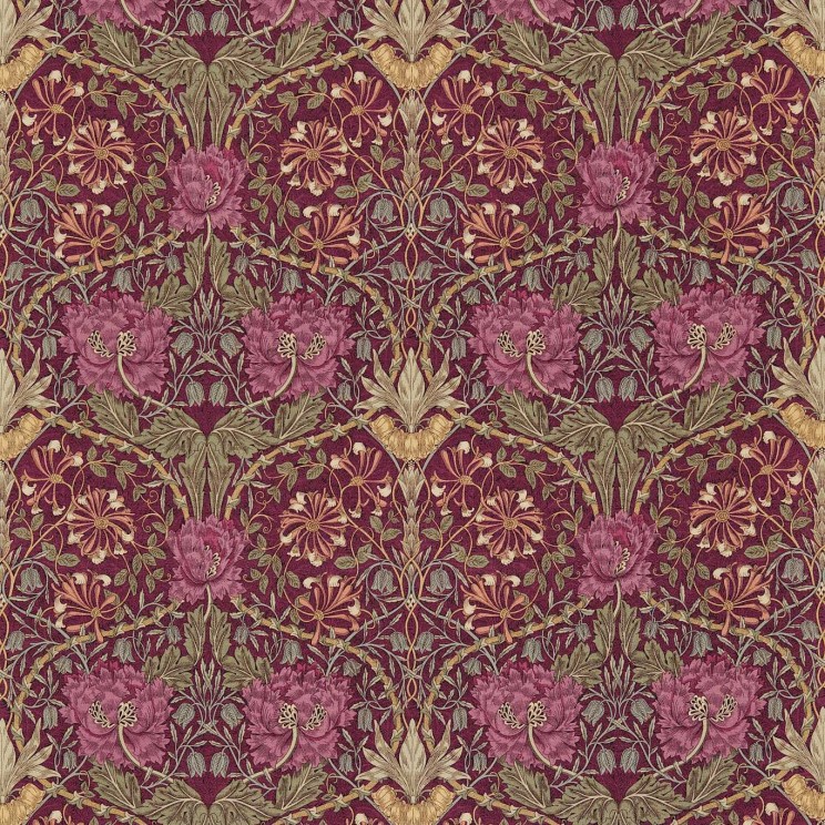 Morris and Co Honeysuckle & Tulip Wine/Bayleaf Fabric