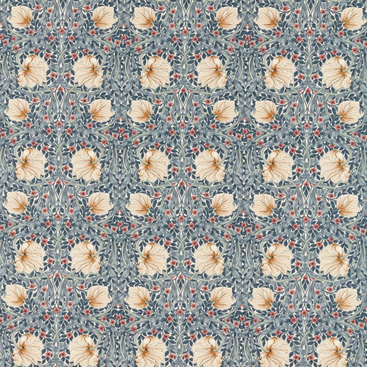 Morris and Co Pimpernel Woad/Coral Fabric