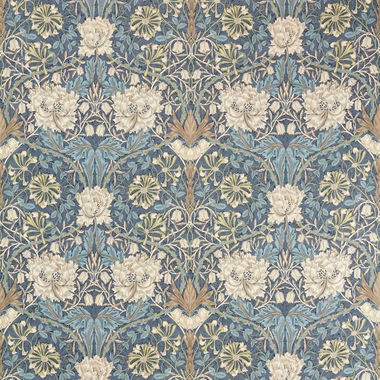 Morris and Co Honeysuckle & Tulip Woad/Thyme Fabric