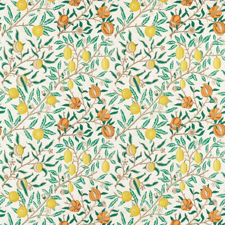 Morris and Co Fruit Sap Green/Tangerine Fabric