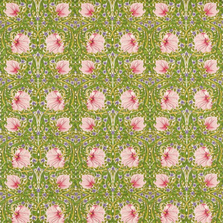 Morris and Co Pimpernel Sap Green/Strawberry Fabric