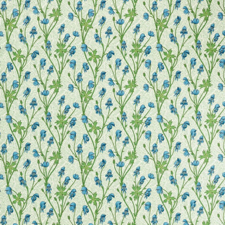 Morris and Co Monkshood Cobalt/Goblin Green Fabric