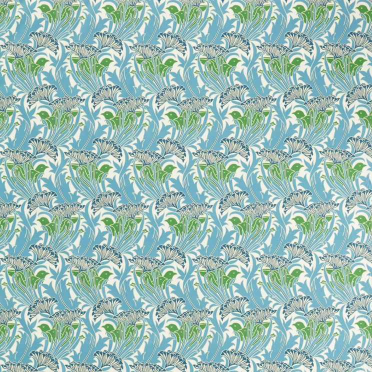 Morris and Co Laceflower Garden Green/Lagoon Fabric