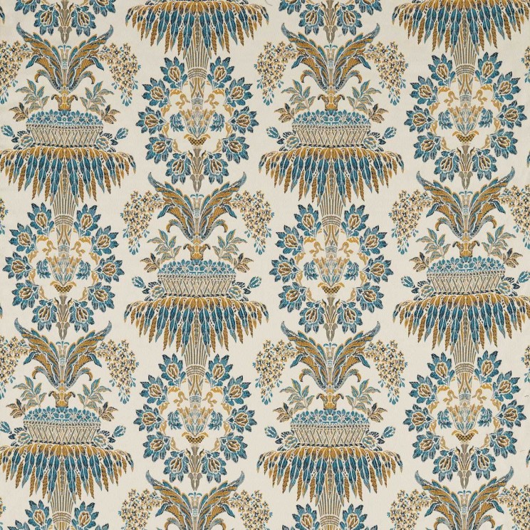 Zoffany Long Gallery Brocade Teal/Gold Fabric