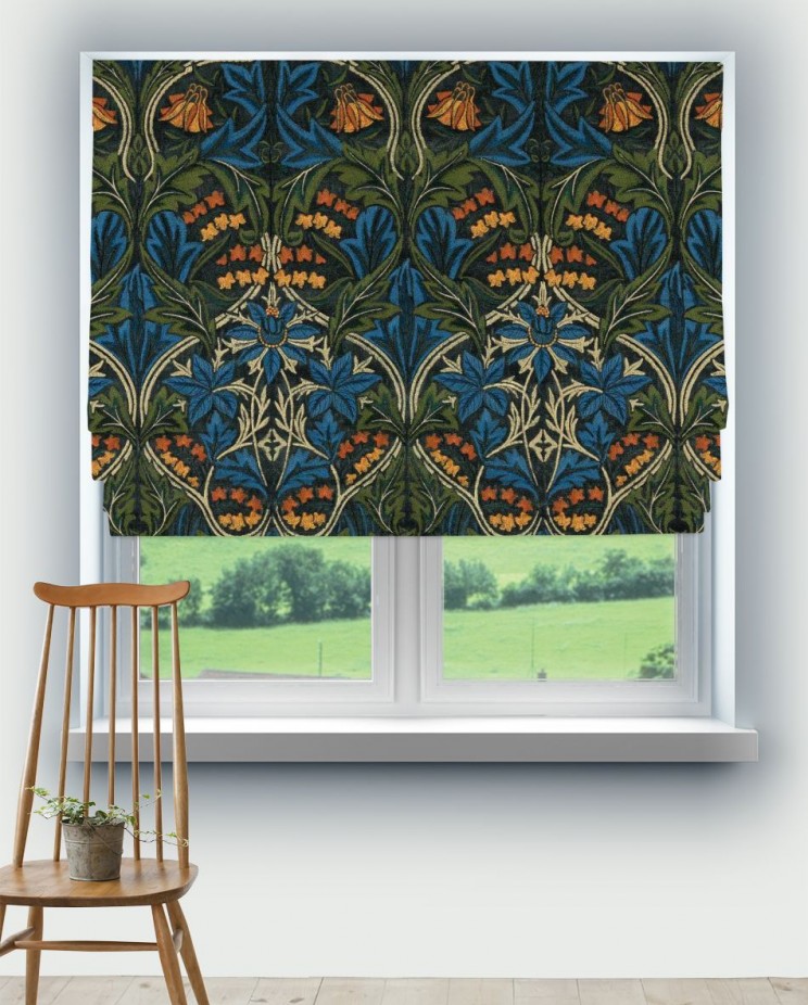 Roman Blinds Morris and Co Bluebell Embroidery Fabric 237292