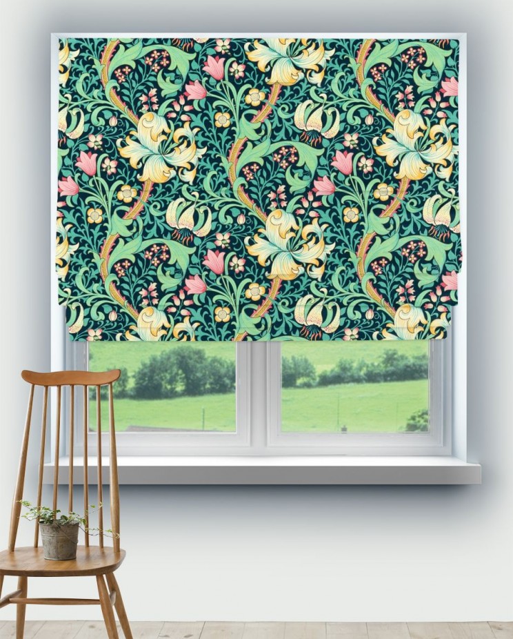 Roman Blinds Morris and Co Golden Lily Fabric 520004