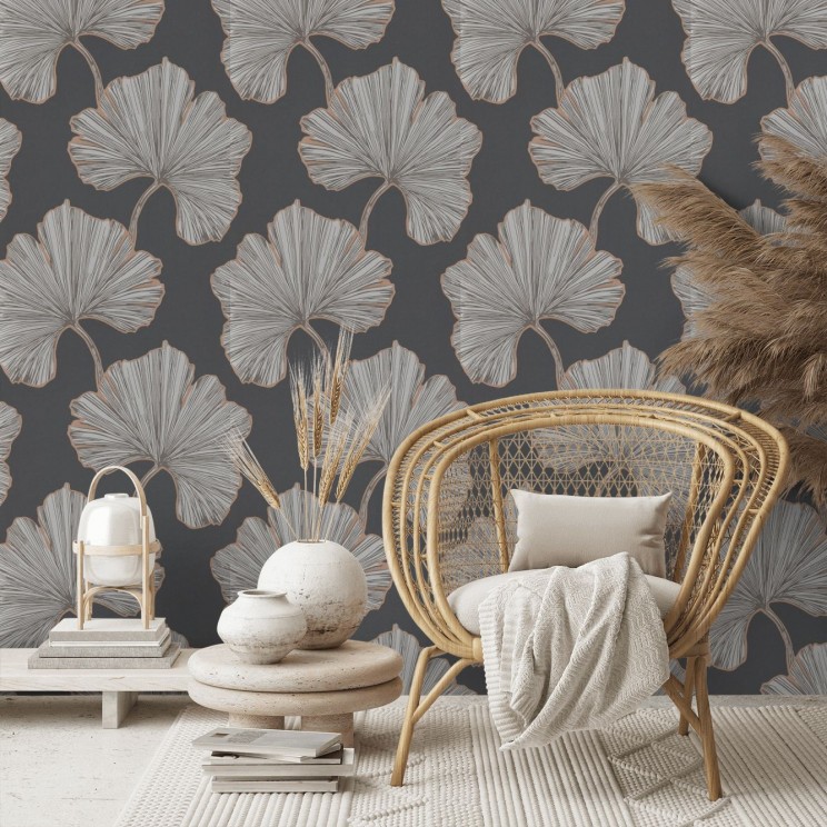 Azurea Wallpaper - Ebony/Rose Gold - By Harlequin - 111713