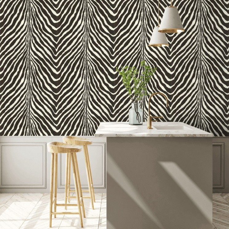 Bartlett Zebra Wallpaper - Charcoal - By Ralph Lauren - PRL5017/04