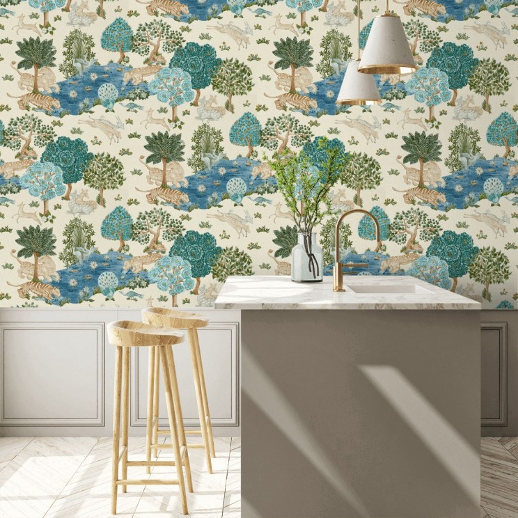 Pamir Garden Wallpaper - Cream/Nettle - By Sanderson - 216766