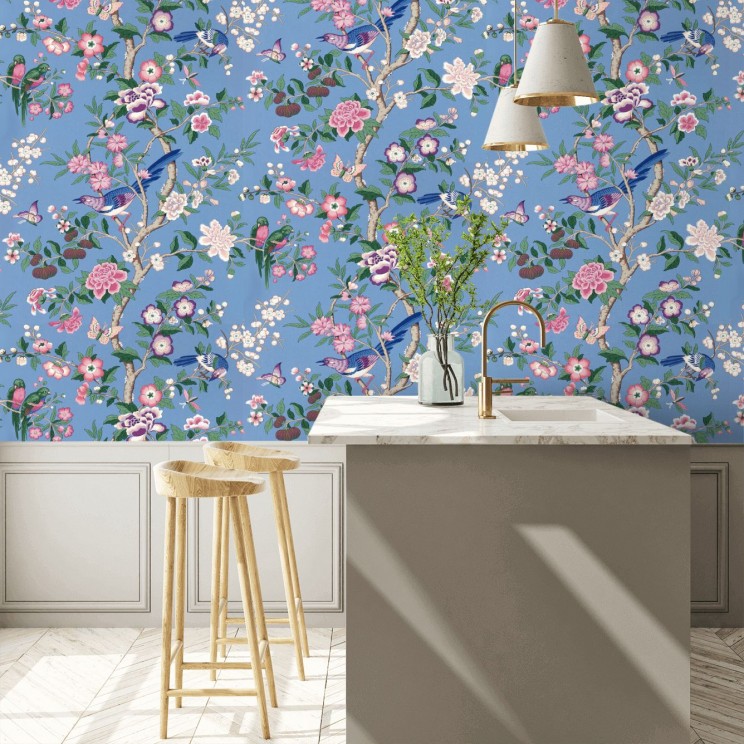Chinoiserie Hall Wallpaper - Blueberry/Purple - By Sanderson - 217111